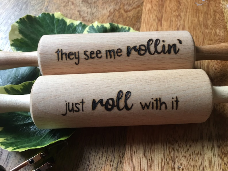 Personalised Wooden Rolling Pins Funny Kitchen Puns Engraved Etsy
