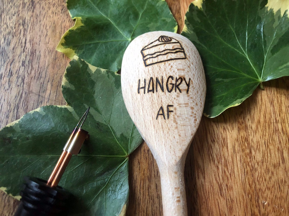 Funny Wooden Spoon Quotes Hangry Hungry AF Salty AF Funny Etsy
