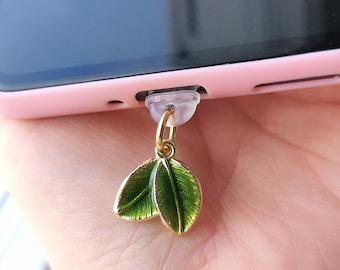 Leaf Dust Plug - Cute Green Leaf Charm - Phone Dust Plug - Plant Lover Charm - Dendro Charm - Charm - Greenery Gift