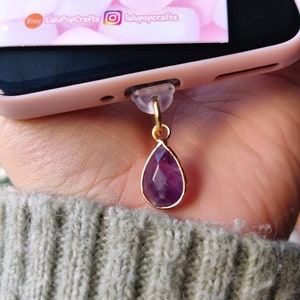 Crystal Dust Plug: Opalite, Rose Quartz, Amethyst Phone Charm