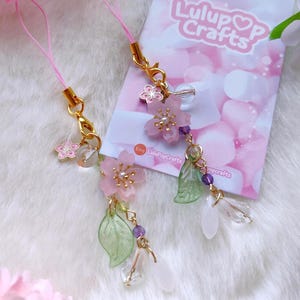 Baumeln Sakura Handyanhänger: Kawaii Pastell Schlüsselanhänger