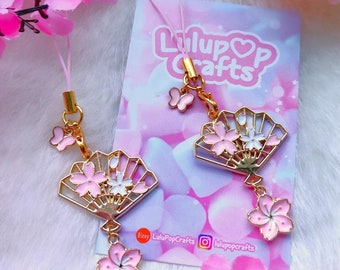 Kawaii Sakura Fan Phone Charm - Cute Pastel Cherry blossom Switch Charm - kawaii Pastel Keychain - Phonecharm - Charm