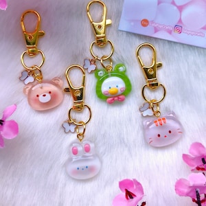 Kawaii Animal Face Keychain: Pastel Chibi Charm, Bag Accessory