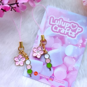 Kawaii Dango Phone Charm: Sakura Keychain - Pastel Charm