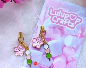 Kawaii Dango Phone Charm: Sakura Keychain - Pastel Charm