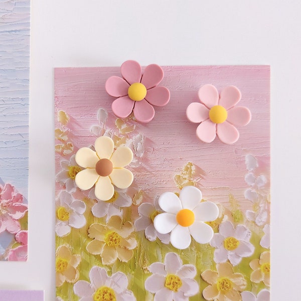 Kawaii 4pcs Daisy Flower Magnet Set - Cute Fridge Magnets - Flower Magnets - 3D Magnet Set - Office Decoration - Gift - Refrigerator Magnets