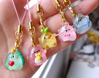 Kawaii Small Animal Friends Charm - Kawaii Phonecharm - Cute Pastel Charm - Keychain - Pastel Chibi Charm - Phone Accessory - 3D Charm Gift