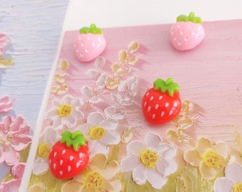 Mini Strawberry Magnet Set - Kawaii Ichigo Magnet set of 4 PCS - Strawberry Fridge Magnets - Cute Pink Strawberry Magnet Set - Gift Set -