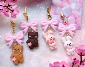 Kawaii Phone Charm - Cute Pastel Keychain -  Cute Animal Charm - Pastel Keychain