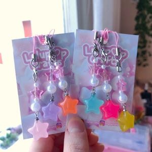 Kawaii Puffy 3D Pastellstjärnberlock: Nyckelring, Kalender, Switchtillbehör