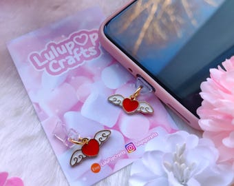 Tappo antipolvere per telefono a forma di cuore kawaii: ciondolo anime pastello