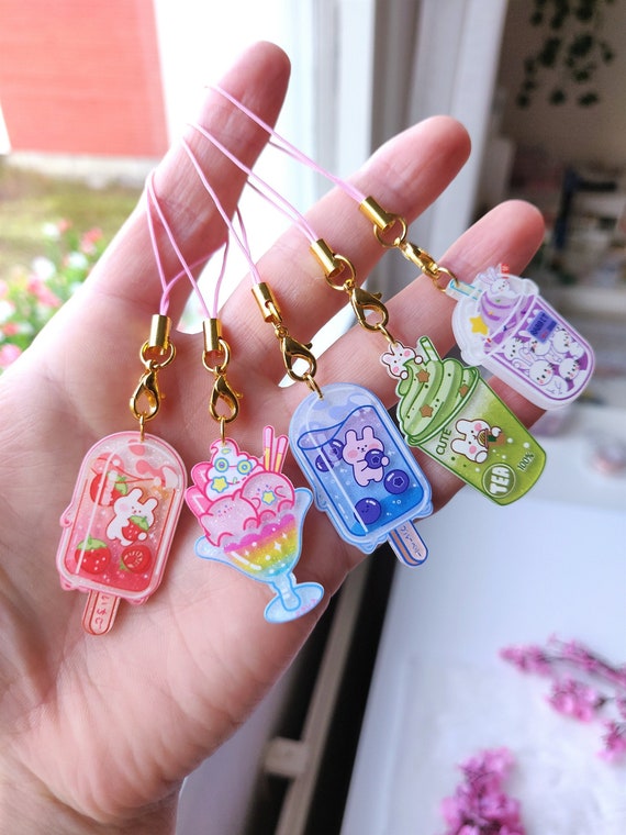 Kawaii Phone Charm Cute Pastel Sweets Keychain Phone Charm Keychain Keyring  Gift Anime Keychain Phonecharms 