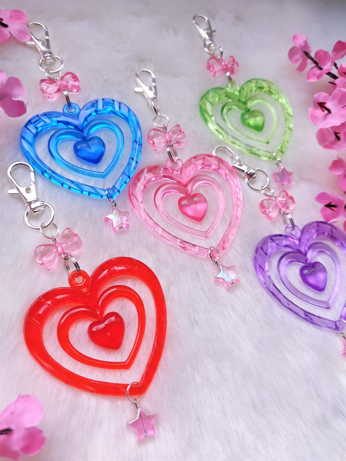 Big Kawaii Heart Keychain Cute Y2k Keychain Keyring Etsy
