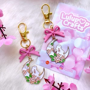 Kawaii Bunny Keychain – Pastel Moon Rabbit Charm