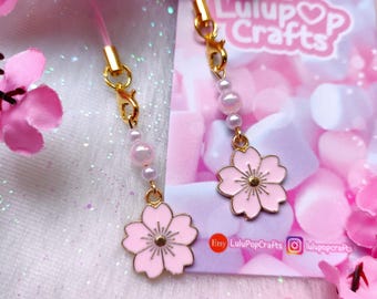 Kawaii Sakura Phone Charm - Pastel Pink Cherry Blossom Keychain - Kawaii Phone Charm - Phonecharm - Pastel Charm - Keychain -  - Sakura