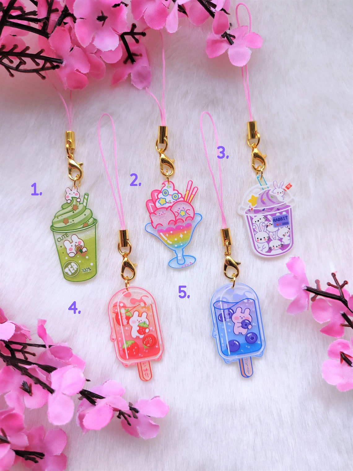 Kawaii Phone Charm Cute Pastel Sweets Keychain Phone Charm Etsy