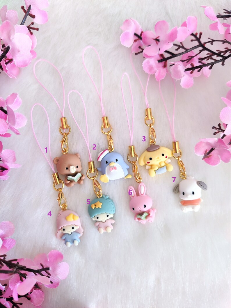 Small Kawaii 3D Phone Charm Cute Pastel Charms Keychain Etsy