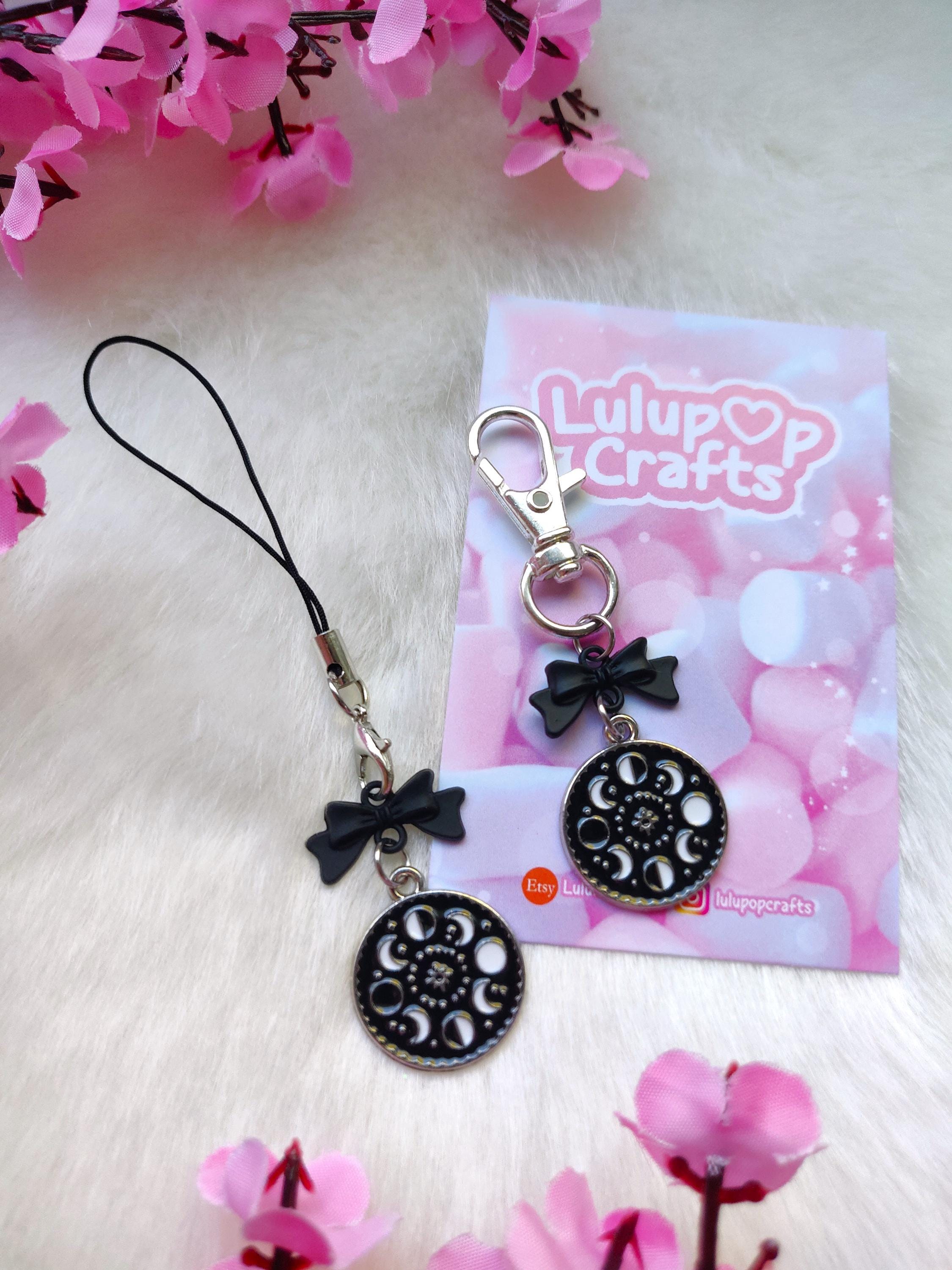 Moon Phases Phone Charm - Moon Phonecharm - Black Moon Charm - Stellar Crescent Charm - Phone Charm - Celestial Phone Charm -