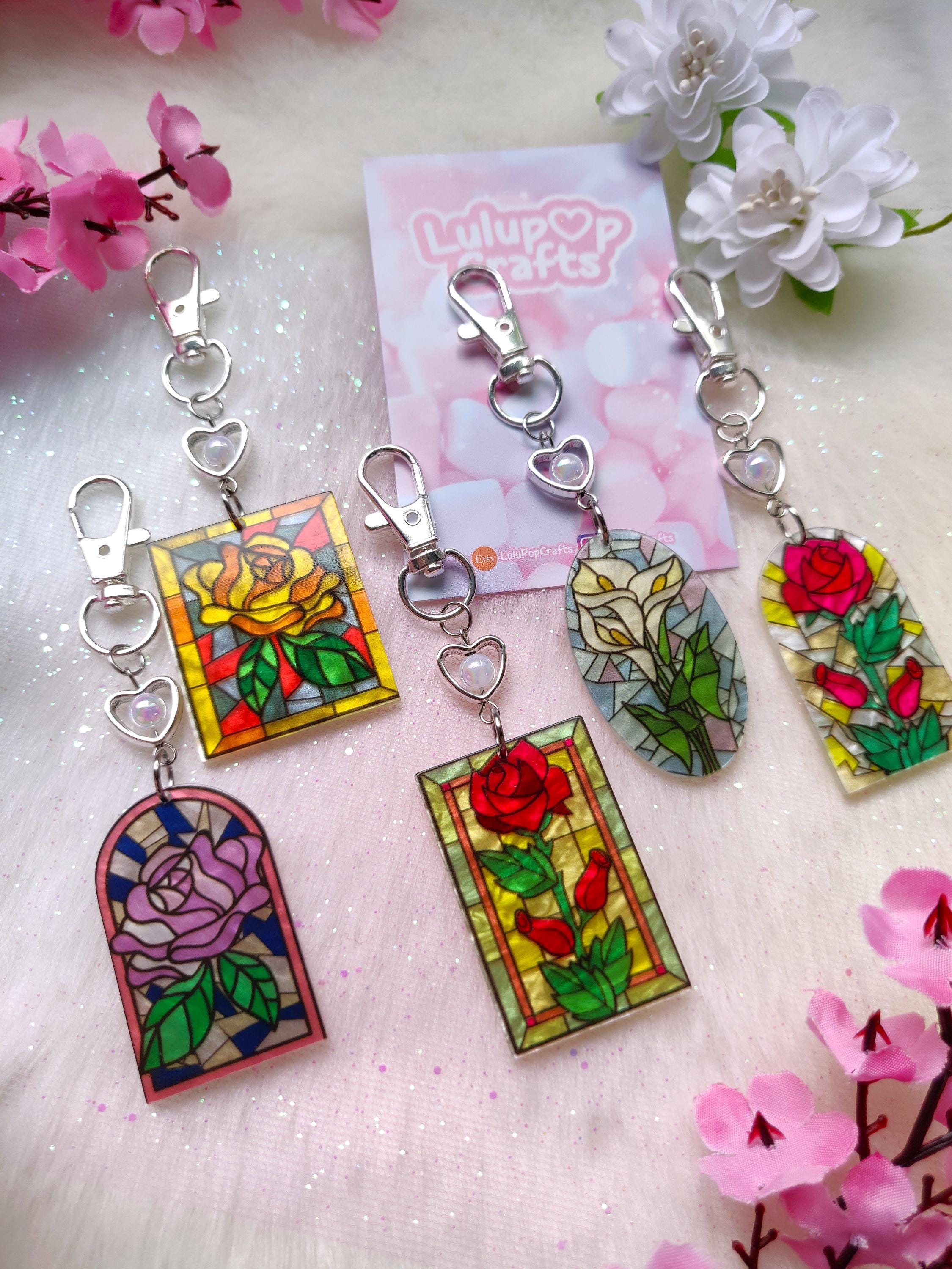 Stained Glass Style Keychain: Acrylic Heart Charm - Etsy