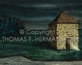 Spring House at Night "ARTIST'S PROOF PRINT' painted by Tom F. Hermansader (www.hermansadersartgallery.com)