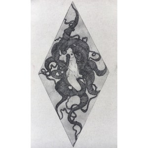 Handmade Etching on canvas or rag paper, embroidery optional