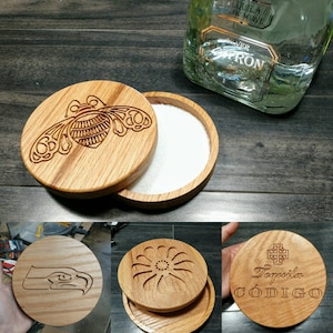 Tequila Margarita Salt Rimmer / Container, Oak Barware, Customization Available, Wedding gift, Anniversary, Logos, Patron, Don Julio, Etc.