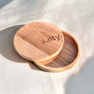Margarita Salt Rimmer / Container, &quot;Salty.&quot; &quot;Sweet.&quot; &quot;Spicy.&quot; Barware, Yellow Birch Wood, GORGEOUS, Modern, Sleek, Simple, Classy