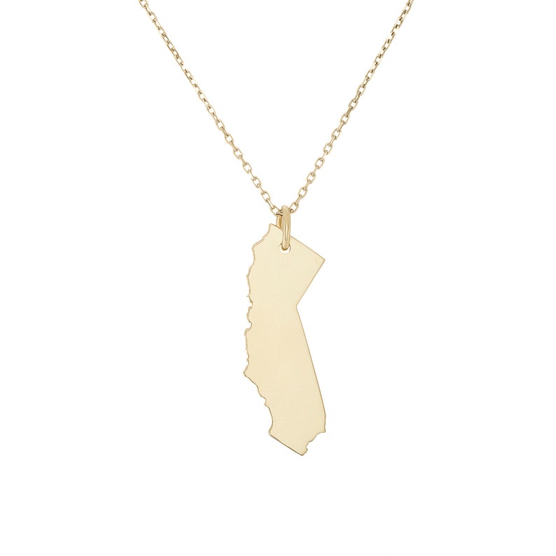 14k Gold California Pendant with 14k Gold Chain