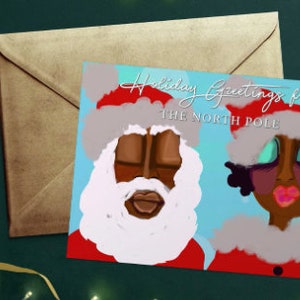 Santa & Mrs. Claus Holiday - African American Greeting Cards Set Of 10