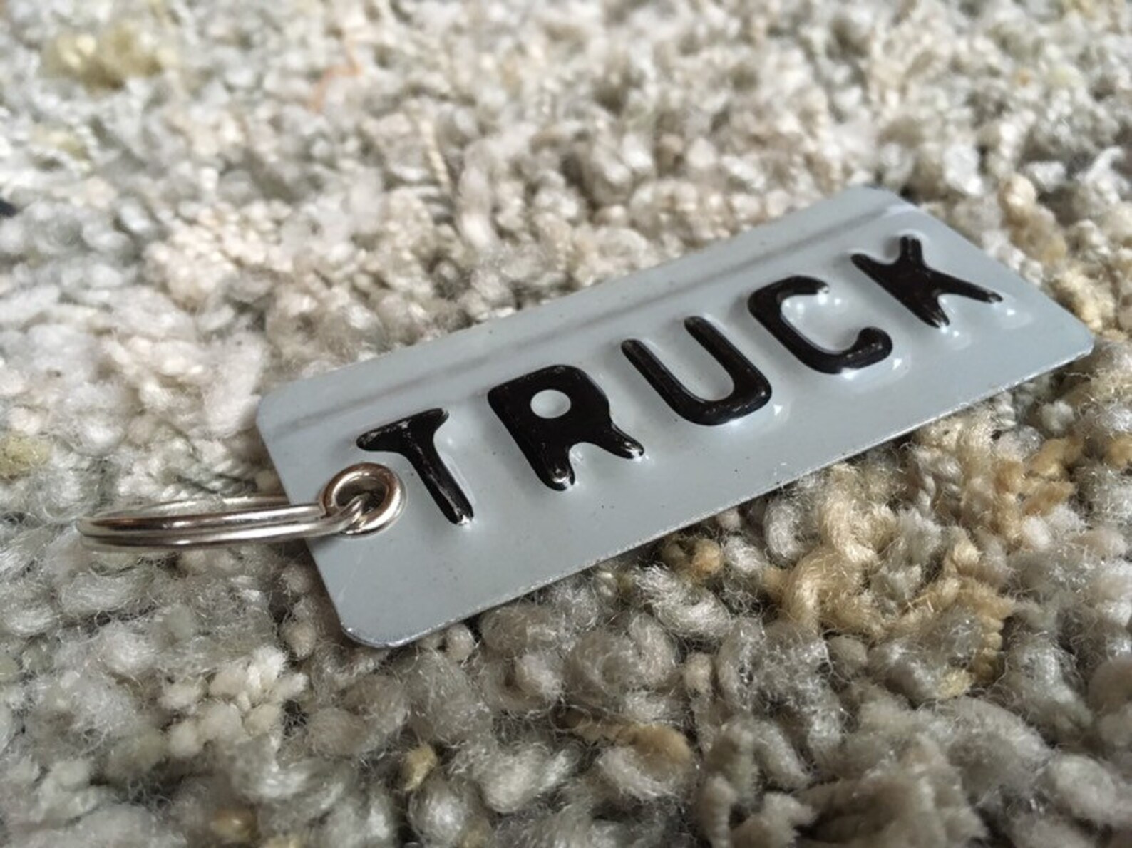 Truck Keychain Grey License Plate Keychain Cute Keychain Etsy