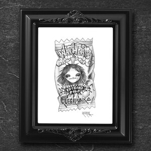 Queer Flavored Candy - Graphite Pencil Illustration Print - Queer Punk Filipinx