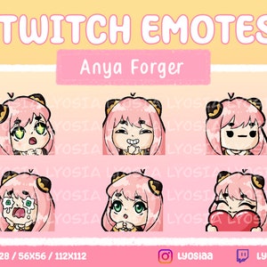 Anya Forger Twitch Discord Emote Pack | SpyxFamily | Anime | Anya | Gaming | Streaming | Kawaii | Pink Emote | Cute Emote Pack