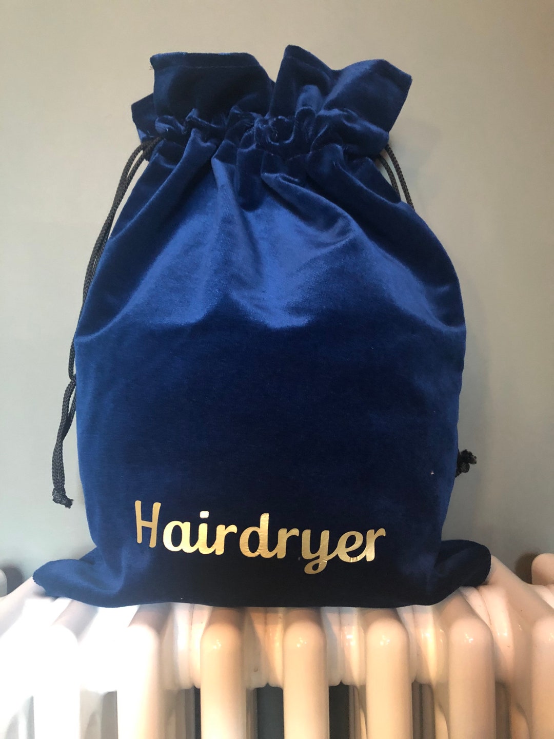 Hair Dryer Bag Royal Blue Velvet Storage for Hairdryer Etsy