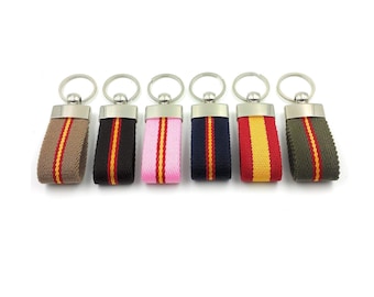 franartPiel - Multi-colored fabric keychain (Spanish flag, tricolor, bicolor...) Handmade - Stainless steel keychain