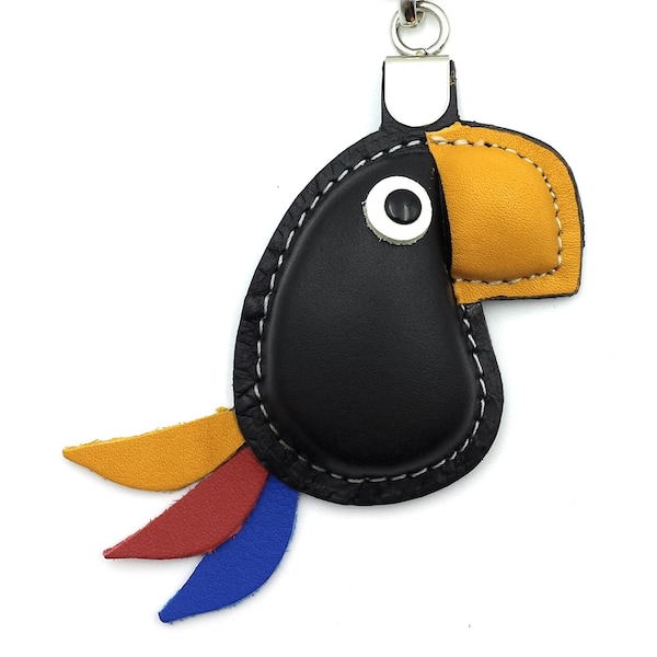 franartPiel - Handmade parrot keychain in Ubrique Leather - High Quality