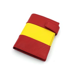 franartPiel - Cartera bandera España de cuero auténtico con billetera, tarjetero, monedero y cierre de trabilla - Hecho a mano Piel Ubrique