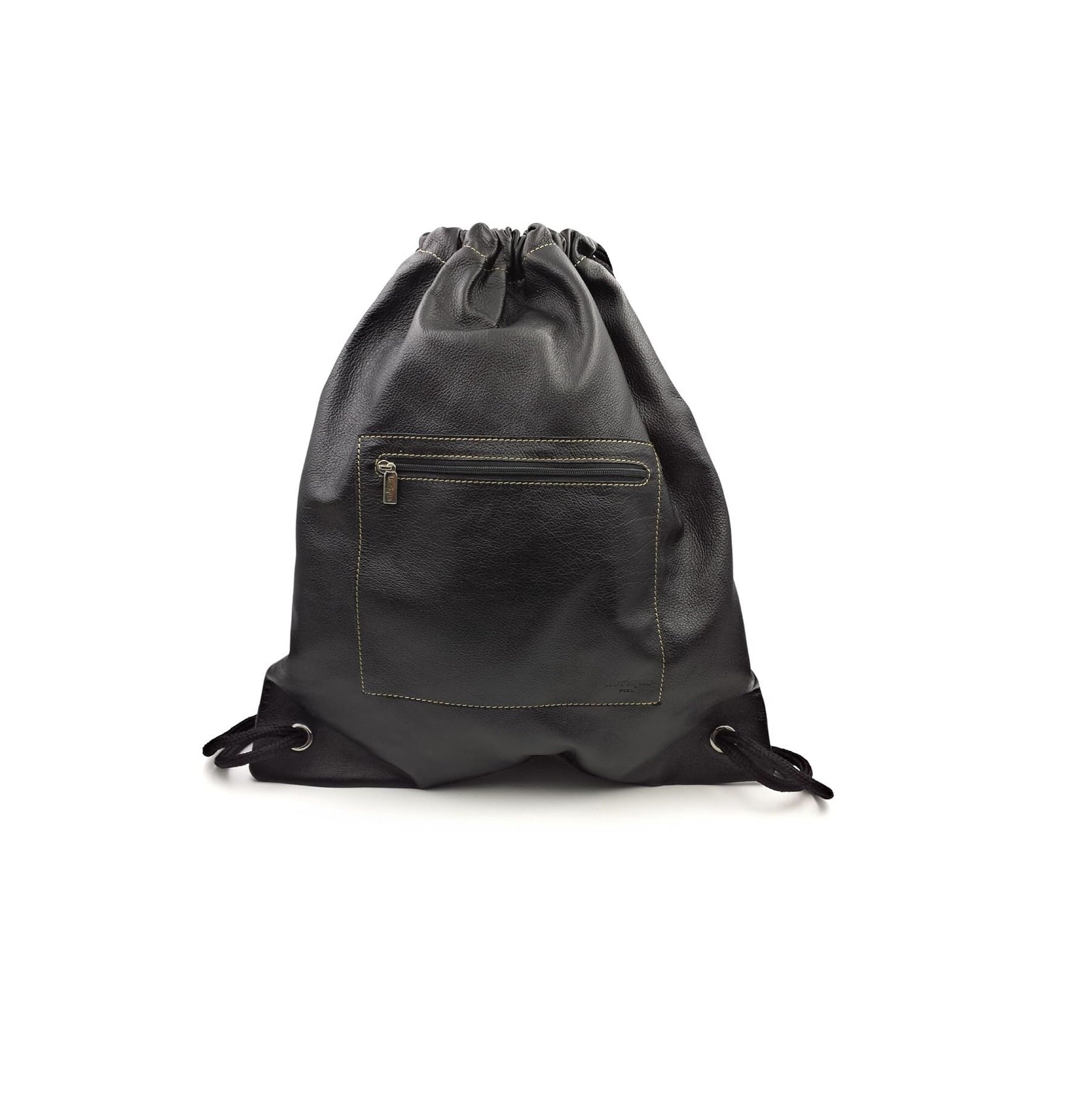 Lamb Skin Leather Market Knapsack BLACK Leather Backpack - Leather