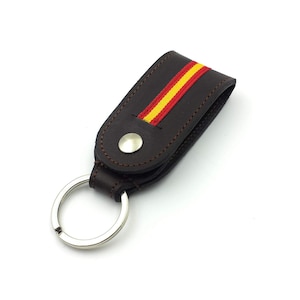 franartPiel - Belt keychain with the flag of Spain handmade in Ubrique Leather - High Quality