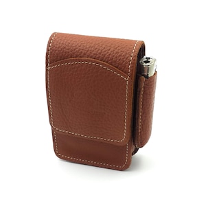 franartPiel - Portasigarette, portasigarette, portasigarette con accendino fatto a mano in pelle Ubrique - Portatabacco unisex in vera pelle di alta qualità