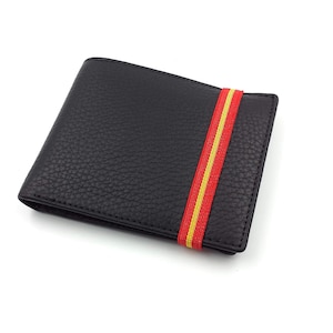 franartPiel - Wallet, American style men's wallet with purse, card holder and multicolored elastic closure handmade Piel Ubrique