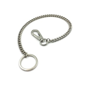 franartPiel - 40 cm metalen kettingsleutelhanger (dik en dun) met karabijnhaak - Roestvrij stalen ketting voor broeken - Hoge kwaliteit