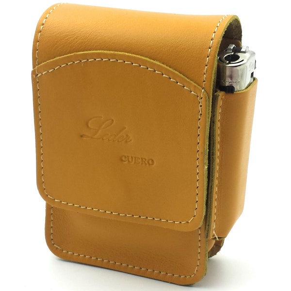 franartPiel - Cigarette case, tobacco case, cigarette case with lighter handmade in Ubrique Leather - High Quality