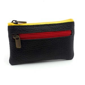 franartPiel - Wallet, Keychain, Card Holder with 3 zippers of the flag of Spain handmade in Ubrique Leather - High Quality - Black