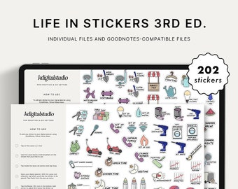 Life in Stickers Digital Bundle: GoodNotes Planner Stickers (Instant Download)