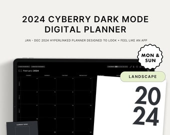 2024 Cyberry Dark Mode Digital Planner | Landscape