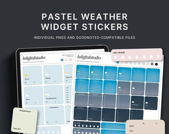 Pastel Weather Widgets, Digital Stickers, Individual PNGs, Precropped GoodNotes Stickers, Digital Widgets, Digital Planner Stickers