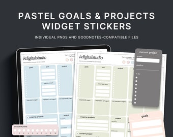 Pastel Goals & Projects Widgets, Digital Stickers, Individual PNGs, Precropped GoodNotes Stickers, Digital Widgets, Digital Planner Stickers