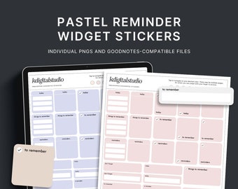 Pastel Reminder Widgets, Digital Stickers, Individual PNGs, Precropped GoodNotes Stickers, Digital Widgets, Digital Planner Stickers