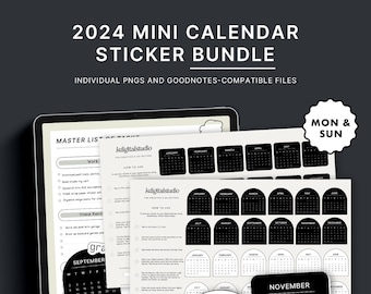 Mini Calendars 2024 (Bundle) Digital Stickers | GoodNotes, Elements, Collection