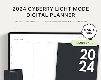 2024 Cyberry Light Mode Digital Planner | Landscape